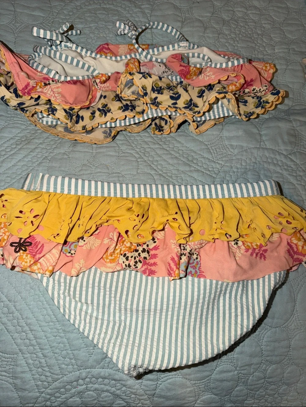 Matilda Jane Girls' Striped Ruffle Bikini Bottoms — Yellow & Pink